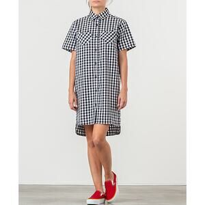 Lazy Oaf Black White Gingham Heart Ruffle Shirt Dress